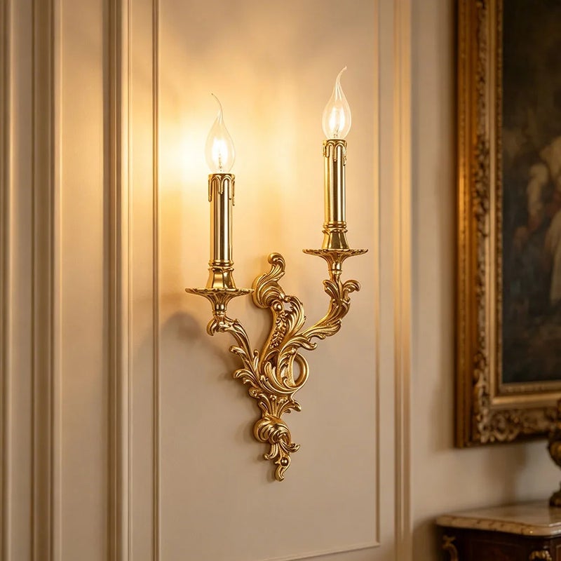 European Style Copper Candle Wall Lamp - Image 2