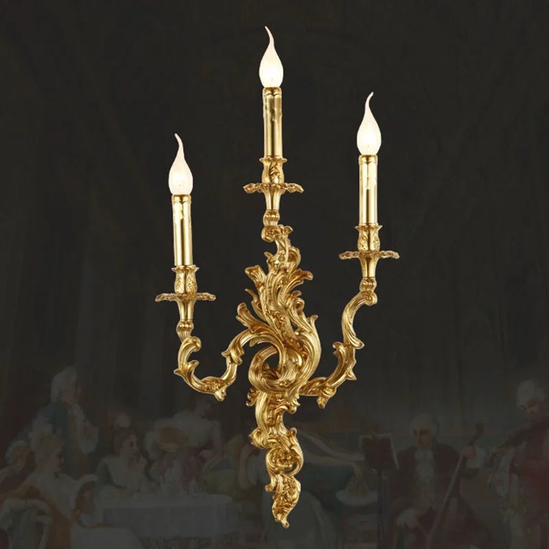 European Style Copper Candle Wall Lamp - Image 3