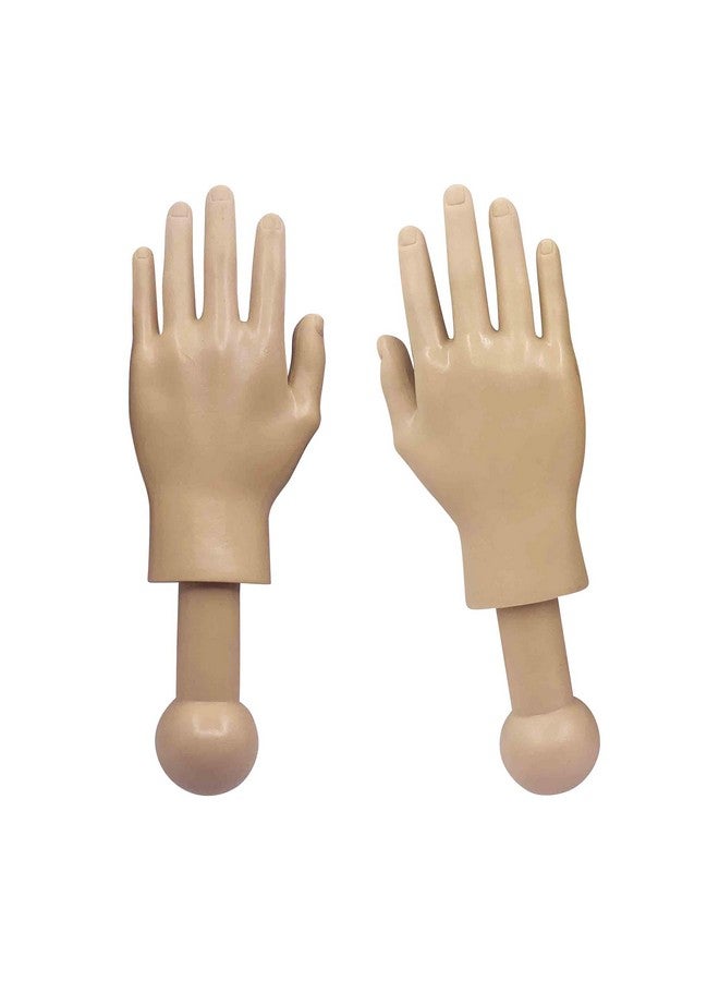 Toynk Tiny Hands 4.5-Inch Novelty Toys | Beige Left And Right Hands | Plastic Hand Puppets With Holding Sticks | Funny Gag Gifts, Figures For Imaginative Playtime - Image 1