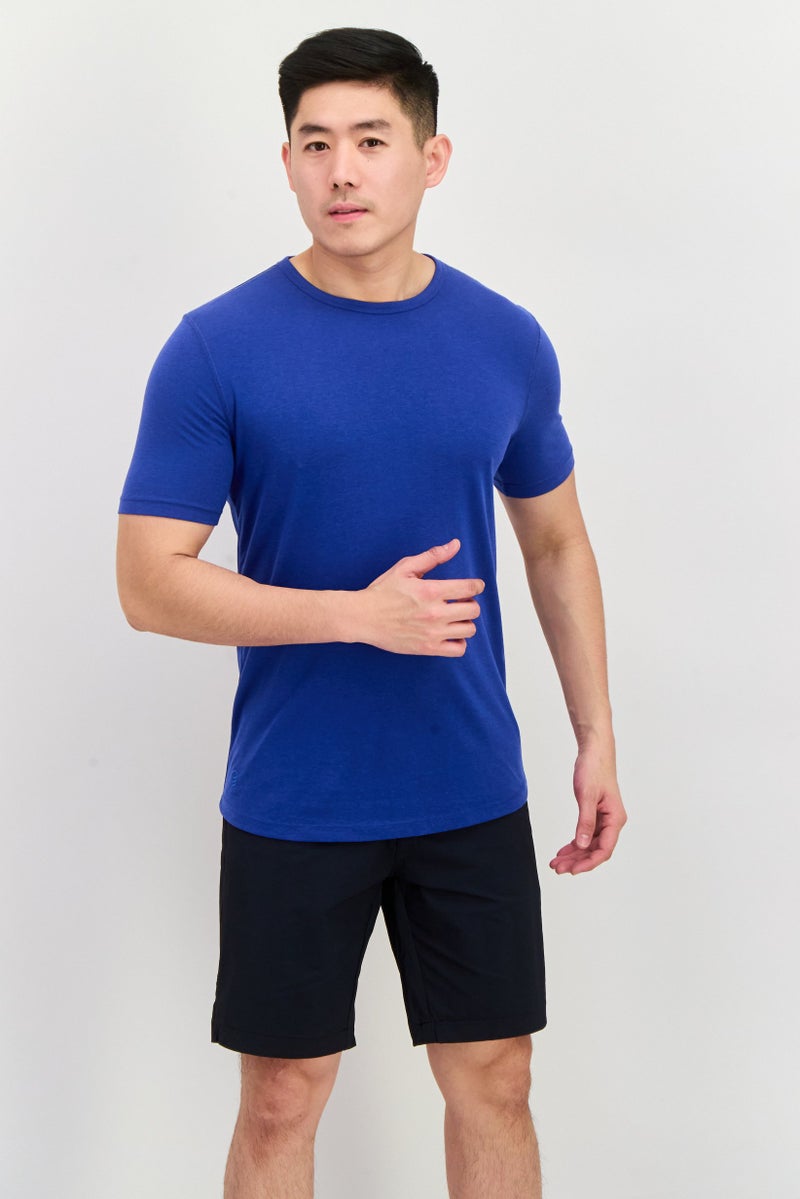 Project Essentials Men Crew Neck Short Sleeves Plain T-Shirt, Blue - Image 1