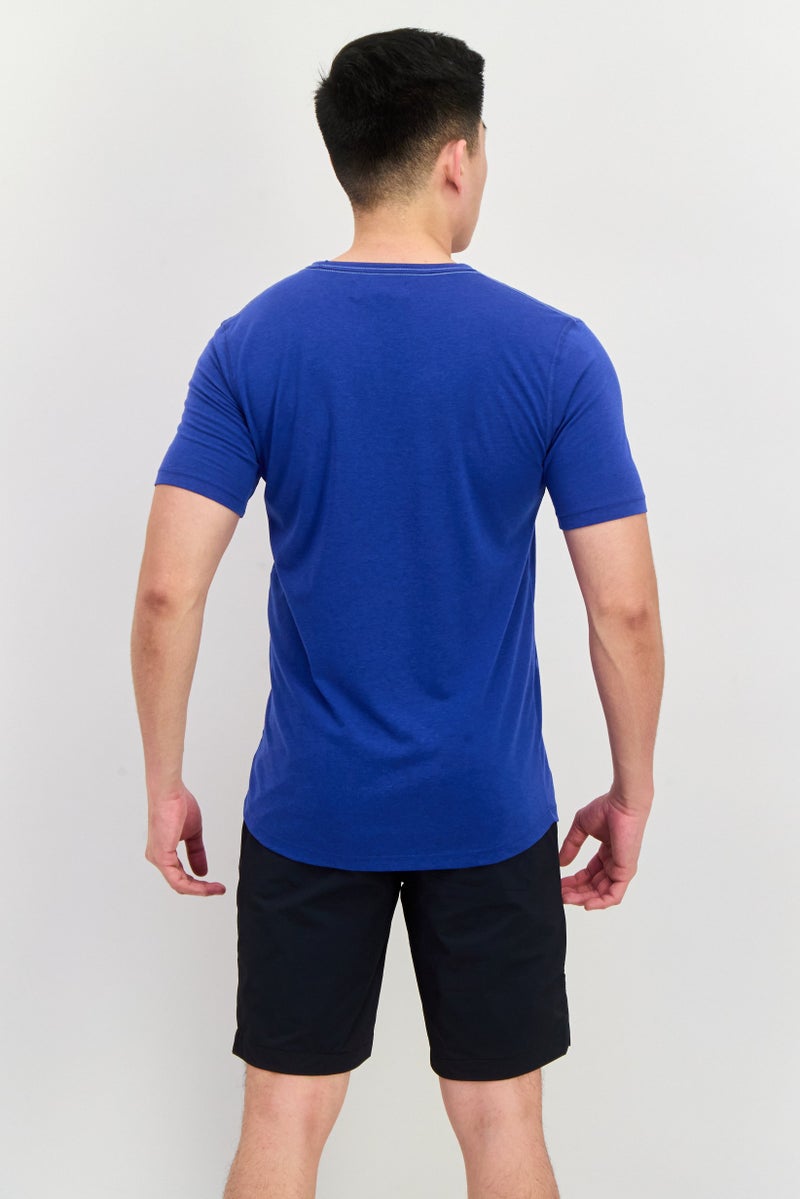 Project Essentials Men Crew Neck Short Sleeves Plain T-Shirt, Blue - Image 4
