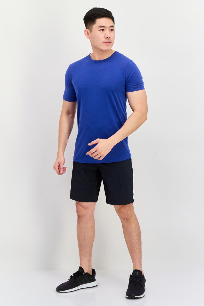 Project Essentials Men Crew Neck Short Sleeves Plain T-Shirt, Blue - Image 2