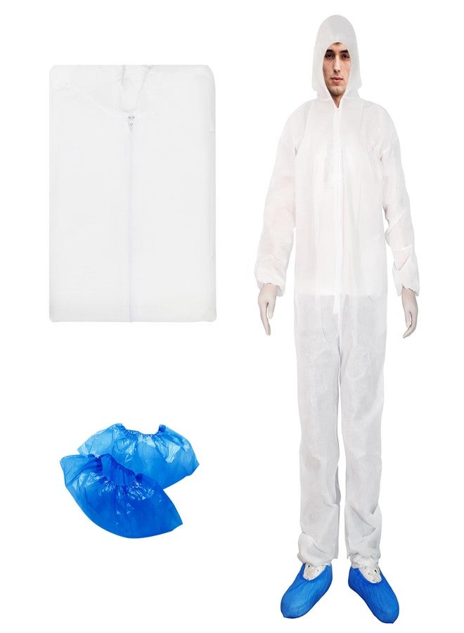 ETERNA Hazmat Suits-Disposable Protective Coverall with Hood, Zipper, Elastic Wrists, Shoe Covers for Men & Women, Shield from Dirt, Dust, Paint (L-1pack) - Image 1