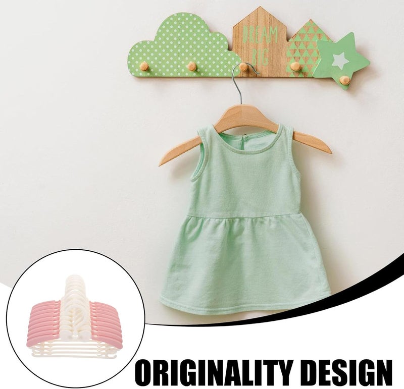 10pcs Telescopic Plastic Hangers for Clothes, Multifunctional ’s Clothes Rack with Hooks, Outfit Hangers in Pink for Closet Organization - Image 3