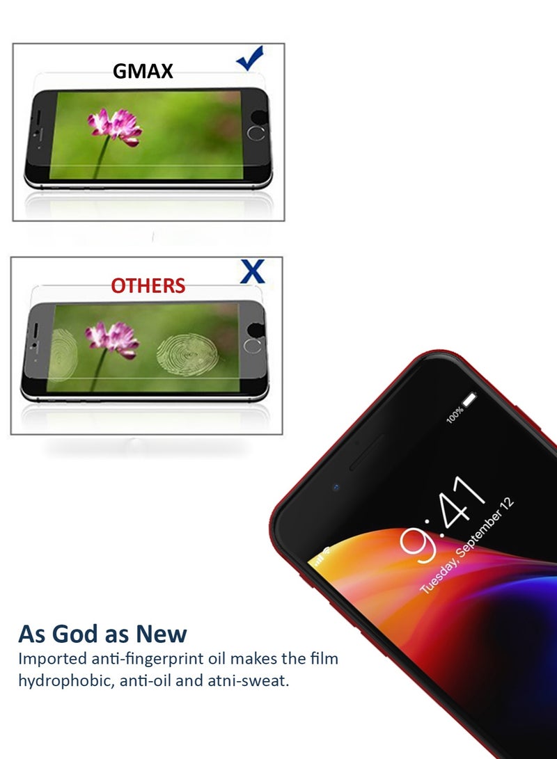جيماكس حافظة بحواف منحنية فائقة الدقة 9H، واقي شاشة من الزجاج المقوى بالغراء الكامل لهاتف Apple Iphone 8 Plus / Iphone 7 Plus شفاف - Image 3