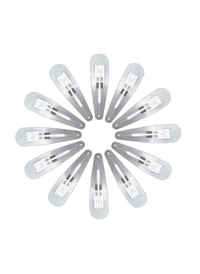 Dofash - 2IN/5CM Small Snap Hair Clips Metal Hair Barrettes Hair Grips Hair Accessories for Women - 12 Count/Silver Gray - Image 1