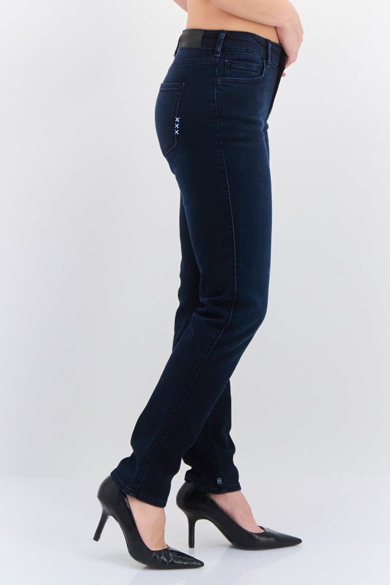 Scotch & Soda Women Slim Fit Washed Stretchable Jeans, Navy Blue - Image 3