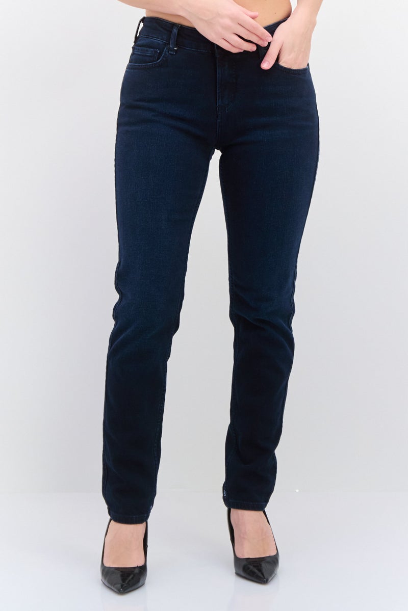 Scotch & Soda Women Slim Fit Washed Stretchable Jeans, Navy Blue - Image 1