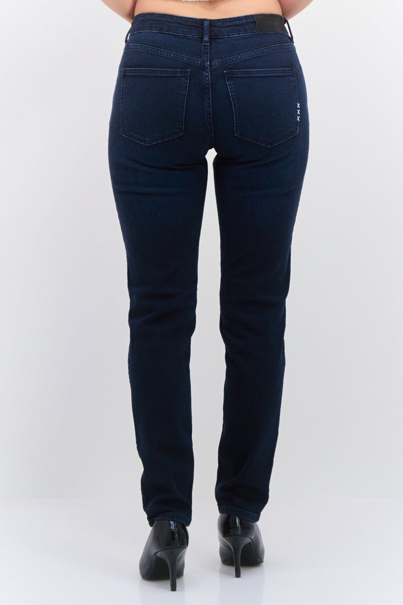 Scotch & Soda Women Slim Fit Washed Stretchable Jeans, Navy Blue - Image 2