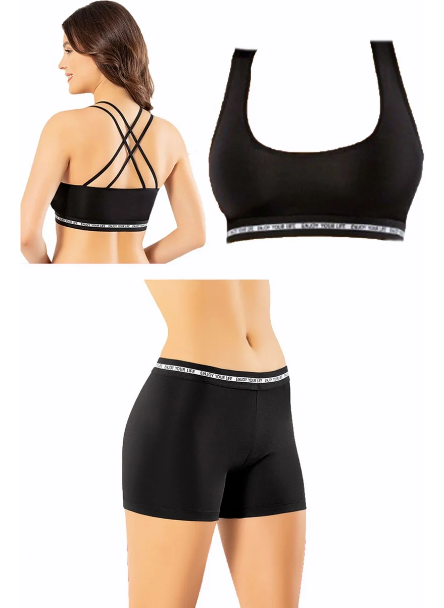 Hepsine Rakip Rivaling All Women's Athlete Bustier Shorts Diving Shorts Cross String Bustier Set