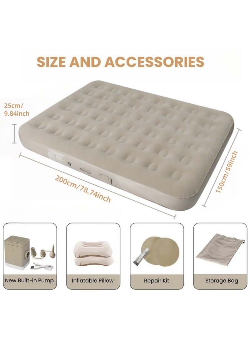 SHEIDLIN 2-Min Self-Inflating Double Air Mattress with Built-in Pump | Portable Camping Bed with 2 Inflatable Pillows & Storage Bag, Repair Kit | Supports 660lbs for Camping, Travel, Home Guests - Image 2