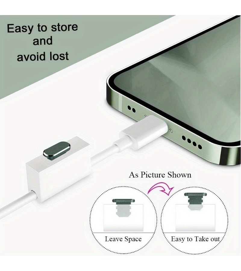 Anti Dust Plugs Metal Cover For iPhone 14 13 12 11 X XS XR 8 7 SE Plus Pro Max iPad Lightning Charging Port Dust Caps Protector With Holder 4 Pack Black - Image 3