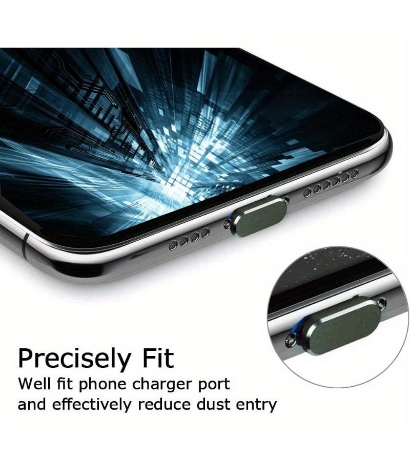 Anti Dust Plugs Metal Cover For iPhone 14 13 12 11 X XS XR 8 7 SE Plus Pro Max iPad Lightning Charging Port Dust Caps Protector With Holder 4 Pack Black - Image 4