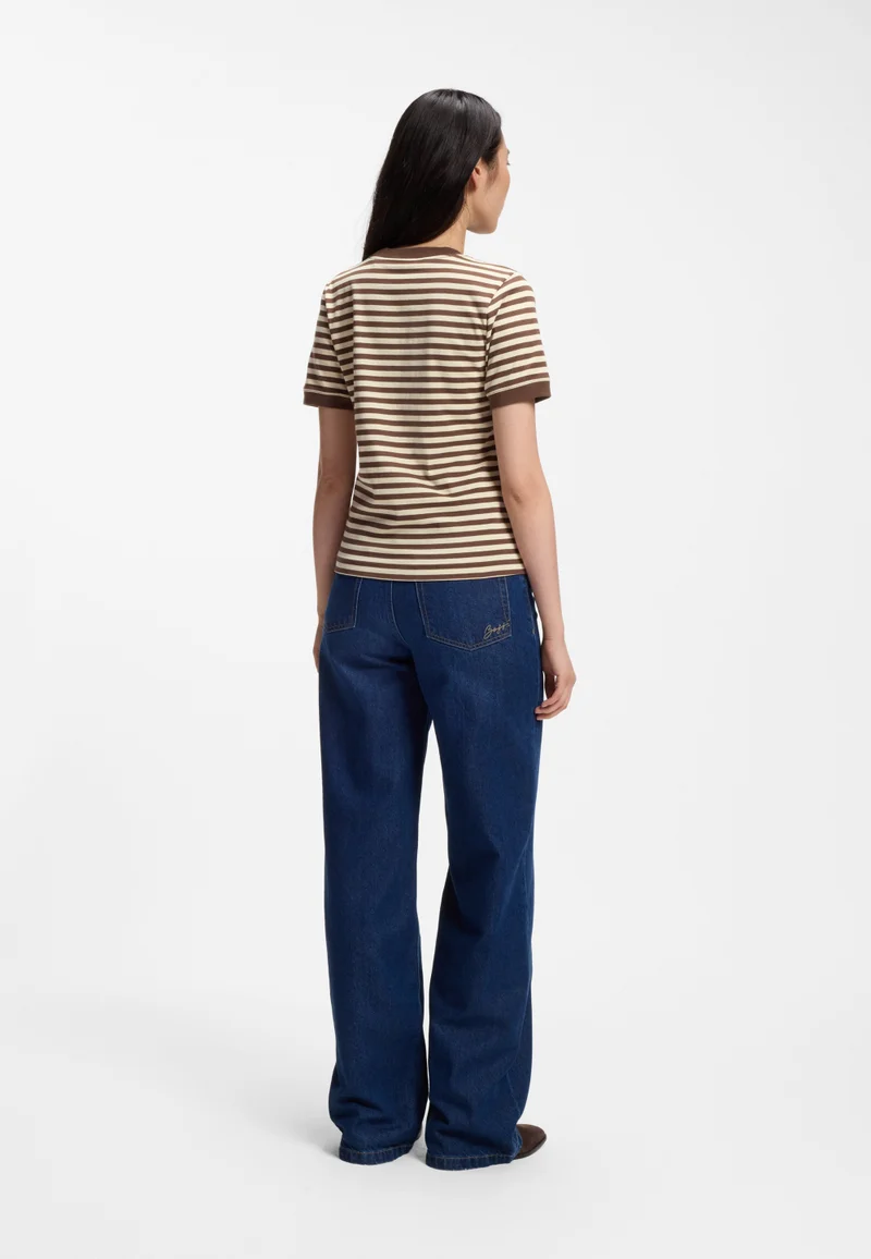 BOSS Striped cotton T-shirt with chest pocket