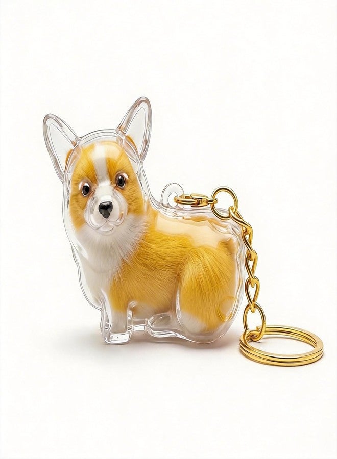ESPETIO Corgi Dog Hair Collector Keychain Dog Fur Keepsake Keychain, Clear Transparent Acrylic Pet Fur Keepsake Capsule Pendant Dogs Mom Dad Memorial Gifts for Pet Lovers - Image 1
