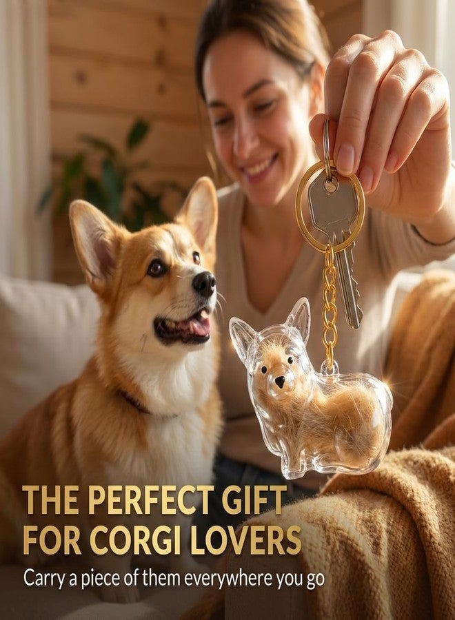 ESPETIO Corgi Dog Hair Collector Keychain Dog Fur Keepsake Keychain, Clear Transparent Acrylic Pet Fur Keepsake Capsule Pendant Dogs Mom Dad Memorial Gifts for Pet Lovers - Image 2