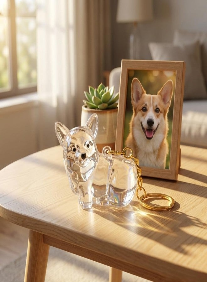 ESPETIO Corgi Dog Hair Collector Keychain Dog Fur Keepsake Keychain, Clear Transparent Acrylic Pet Fur Keepsake Capsule Pendant Dogs Mom Dad Memorial Gifts for Pet Lovers - Image 3