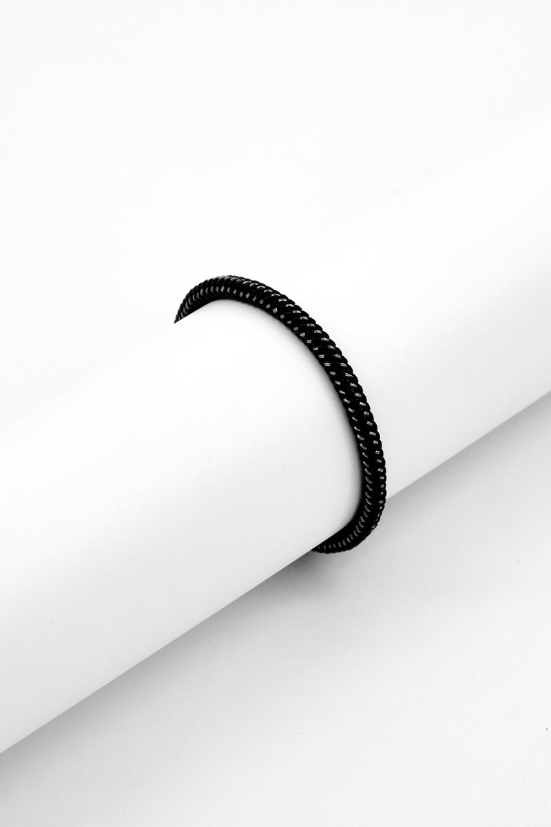 McLaren Men Torque Leather Bracelet, Black - Image 1