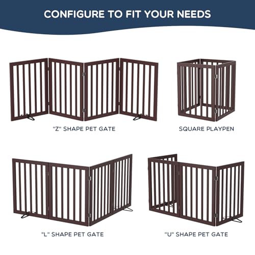 Homykic Bamboo Freestanding Dog Gate, No Assembly Pet Gate Indoor, 24”H x 75”W Extra Wide Foldable Puppy Fence with Support Feet for the House, Doorways Stairs, 4 Panels, No Drilling, Espresso - Image 5