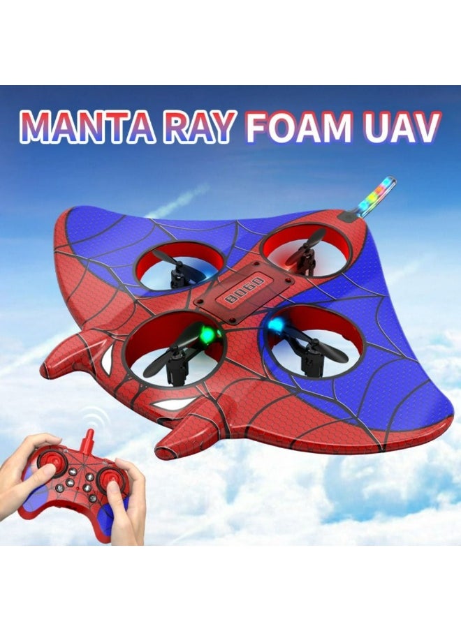 Ray Foam Drone – 2.4GHz Remote Control Superhero-Inspired Aircraft with 360° Flight, One-Key Takeoff/Landing, Durable EPP Foam, 4-Wing Design for Kids 14+, Outdoor Stunt Flying Toy glider