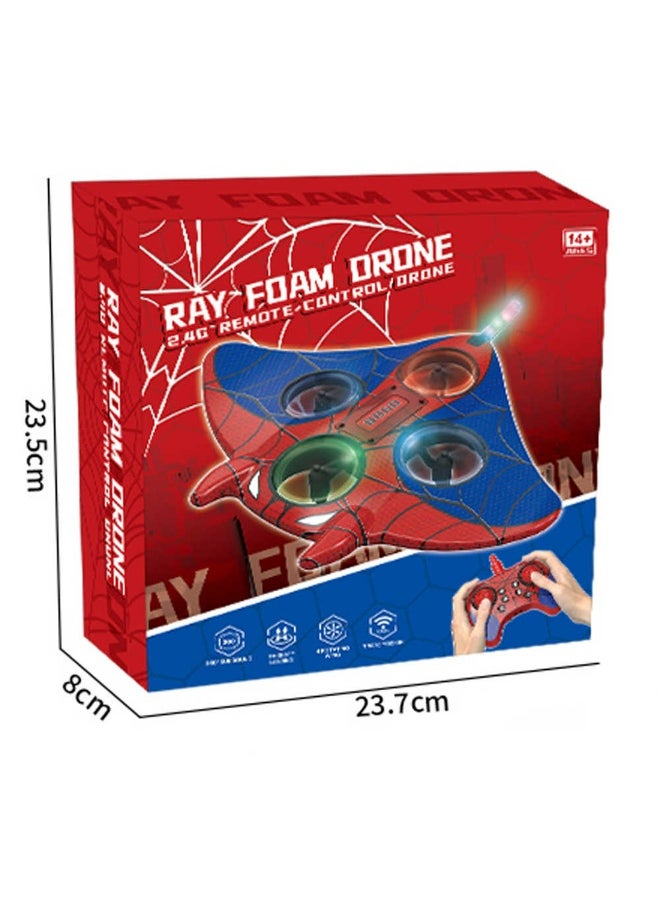 Ray Foam Drone – 2.4GHz Remote Control Superhero-Inspired Aircraft with 360° Flight, One-Key Takeoff/Landing, Durable EPP Foam, 4-Wing Design for Kids 14+, Outdoor Stunt Flying Toy glider