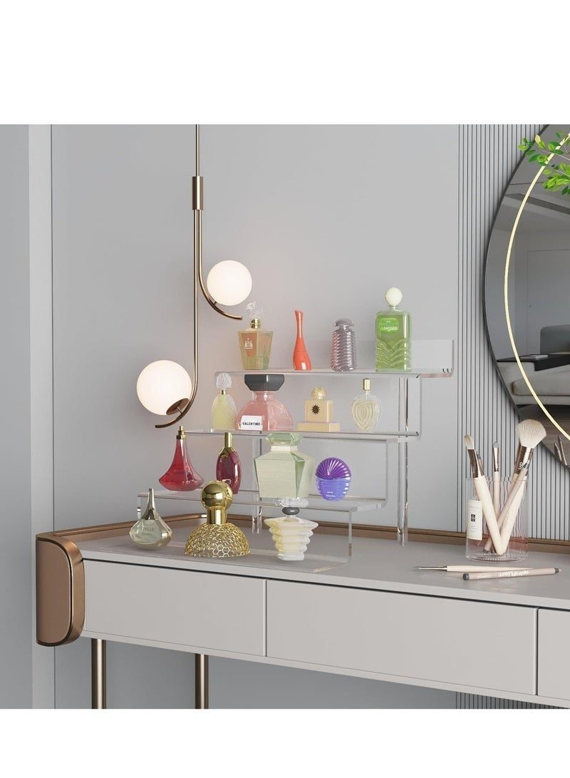 Arabest Acrylic Risers Display Stands 4 Tier Clear Perfume Organizer for Dresser 9" Acrylic Tiered Stand Figure Stand Display Rack Tiered Shelf for Lotion Organizer Cake Stand Display Skincare Stand Clear - Image 3