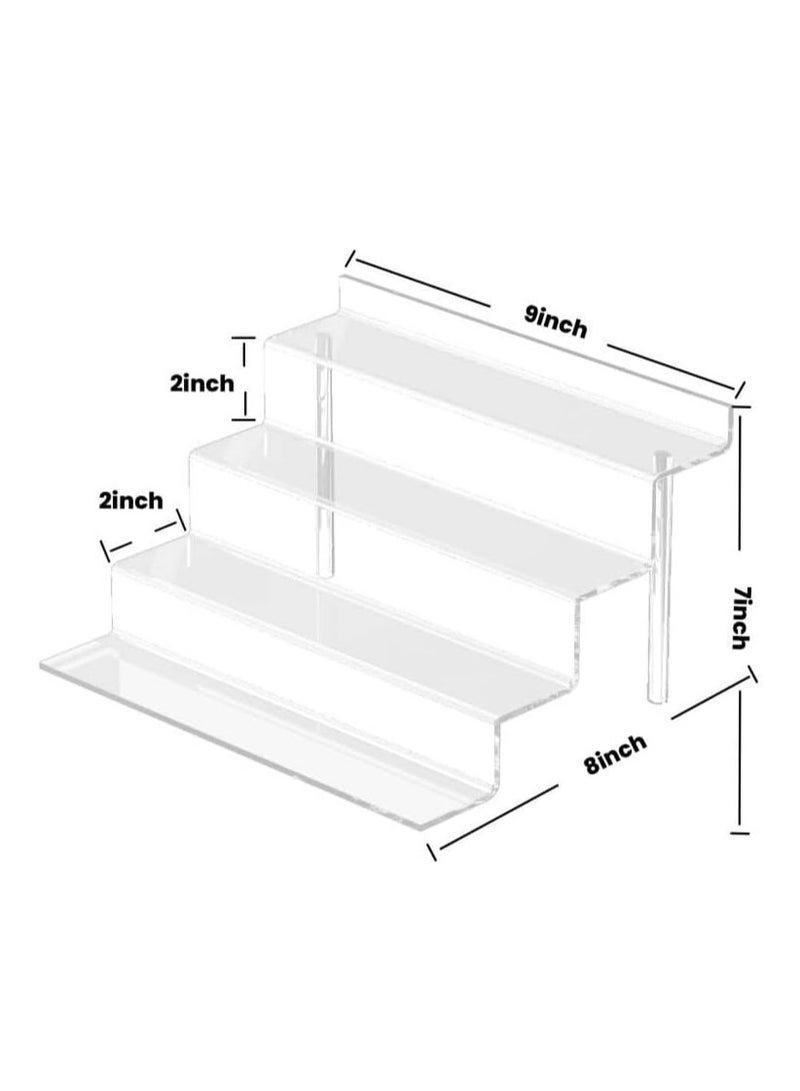 Arabest Acrylic Risers Display Stands 4 Tier Clear Perfume Organizer for Dresser 9" Acrylic Tiered Stand Figure Stand Display Rack Tiered Shelf for Lotion Organizer Cake Stand Display Skincare Stand Clear - Image 2