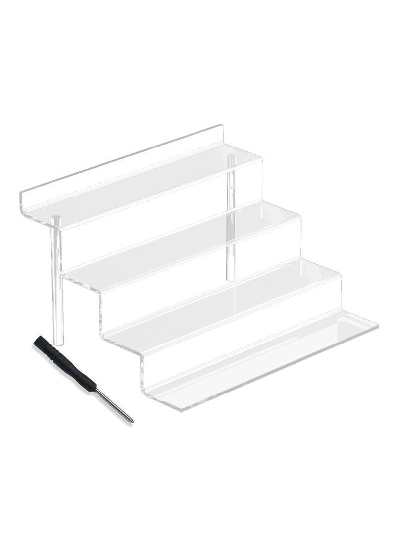 Arabest Acrylic Risers Display Stands 4 Tier Clear Perfume Organizer for Dresser 9" Acrylic Tiered Stand Figure Stand Display Rack Tiered Shelf for Lotion Organizer Cake Stand Display Skincare Stand Clear - Image 1