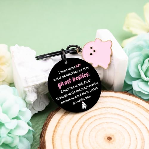 igvean Bestie Gifts for Women Funny Ghost Keychain Best Friend Birthday Gifts for Women Valentine's Day Christmas Gift for Best Friends Bestie Sister Bff Cute Halloween Basket Stuffers Friendship Gift - Image 4