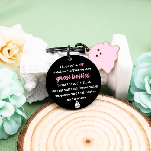 igvean Bestie Gifts for Women Funny Ghost Keychain Best Friend Birthday Gifts for Women Valentine's Day Christmas Gift for Best Friends Bestie Sister Bff Cute Halloween Basket Stuffers Friendship Gift - Image 3