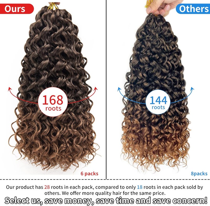 QRHSUKA شعر محبوك بنمط GoGo Curl للنساء، بتموجات مائية وشعر بشري مموج، إضافات شعر صناعية (طول 14 بوصة، عبوة تحتوي على 6 قطعات)، اللون T1B/30 - Image 4