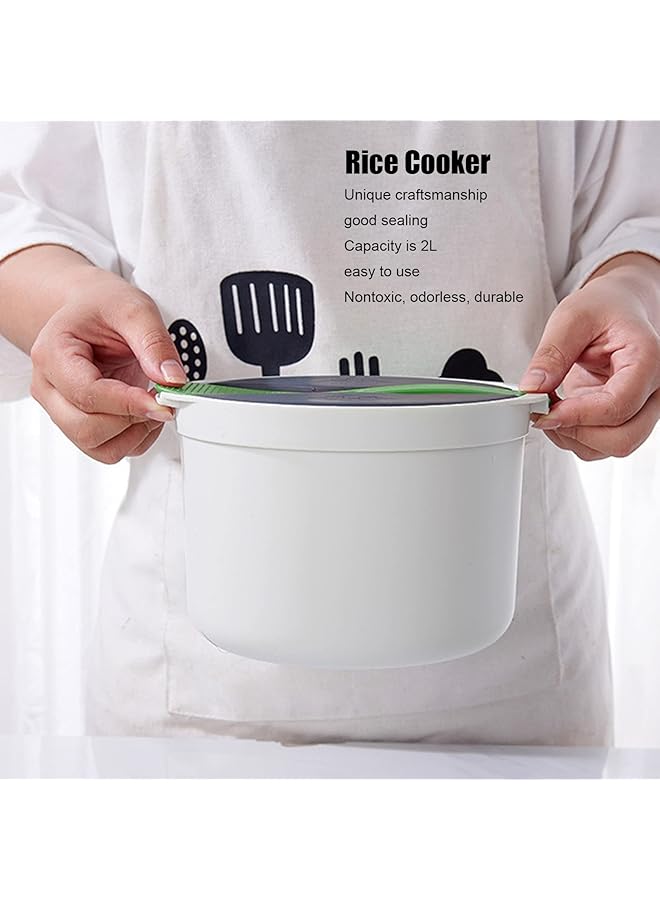 Bewinner 2L Microwave Rice Cooker Set With Strainer, Food Grade Pp Material, Dishwasher Safe Container For Quick Cooking, Perfect For Family And Dorm Use (Green) - Image 3