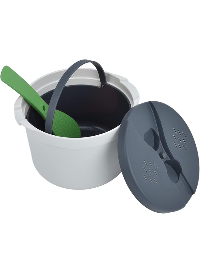 Bewinner 2L Microwave Rice Cooker Set With Strainer, Food Grade Pp Material, Dishwasher Safe Container For Quick Cooking, Perfect For Family And Dorm Use (Green) - Image 1