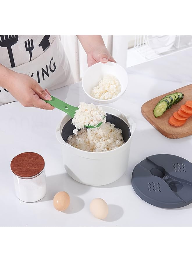 Bewinner 2L Microwave Rice Cooker Set With Strainer, Food Grade Pp Material, Dishwasher Safe Container For Quick Cooking, Perfect For Family And Dorm Use (Green) - Image 2