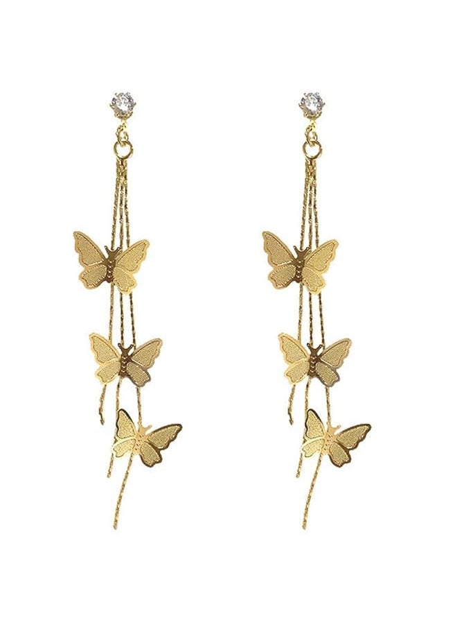 erorex - Tassel Earrings Gold Plated Vivid Butterfly Silver Post Bar Long Thread Butterfly Crystal Drop Earrings For Women Girl Gifts Present Valentines Birthday Anniversary Mothers Day - Image 1