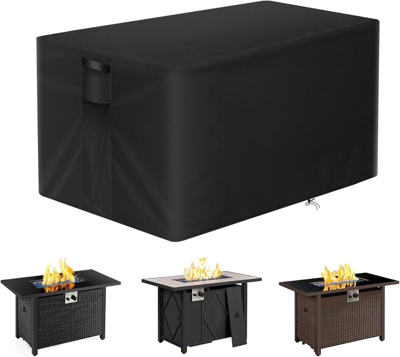 POMER Fire Pit Cover, Rectangular 42inch Firepit Cover for Outdoor Fireplace Waterproof Propane Fire Table Cover - 42x24x24 inch - Image 1