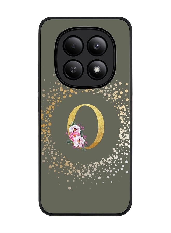 For Xiaomi Redmi Note 15 4G Case,Slim fit Camera Protection, Shockproof Thin Phone cover  - Custom Monogram Floral - O  (Olive Green )