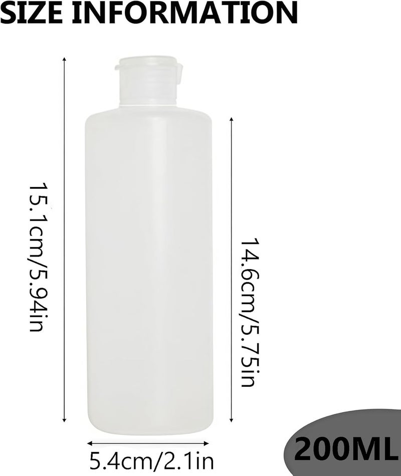 UPSTORE 2PCS Empty Refillable Plastic Clear Soft Tube Squeeze Bottle Jars With Flip Cover Cosmetic Makeup Packing Storage Holder Containers for Toner Lotion Shower Gel Cleaser Shampoo (200ml/6.8oz), 200ml/6.8 - Image 2
