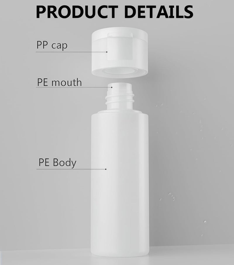 UPSTORE 2PCS Empty Refillable Plastic Clear Soft Tube Squeeze Bottle Jars With Flip Cover Cosmetic Makeup Packing Storage Holder Containers for Toner Lotion Shower Gel Cleaser Shampoo (200ml/6.8oz), 200ml/6.8 - Image 4