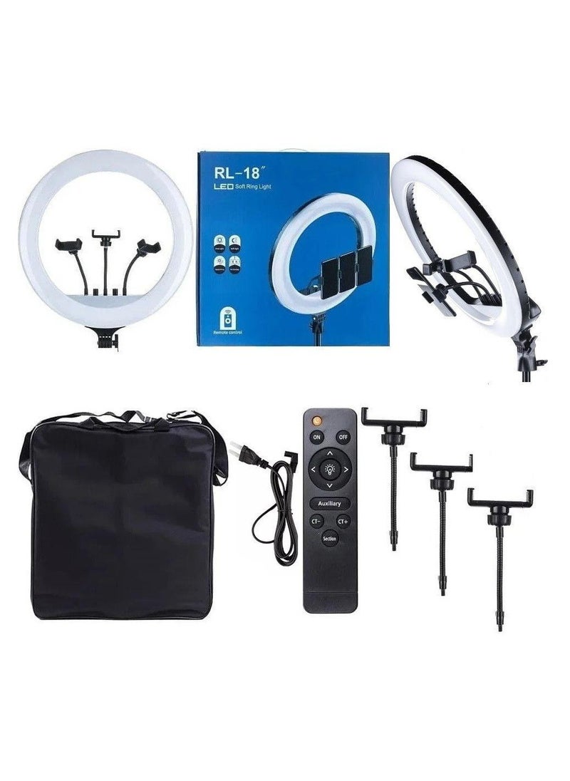 المهوس الفضاء حلقة ضوء Rl-18، حلقة ضوء 18 بوصة 45 سم LED حلقة ضوء 2.1 متر حامل ثلاثي القوائم  - Image 1