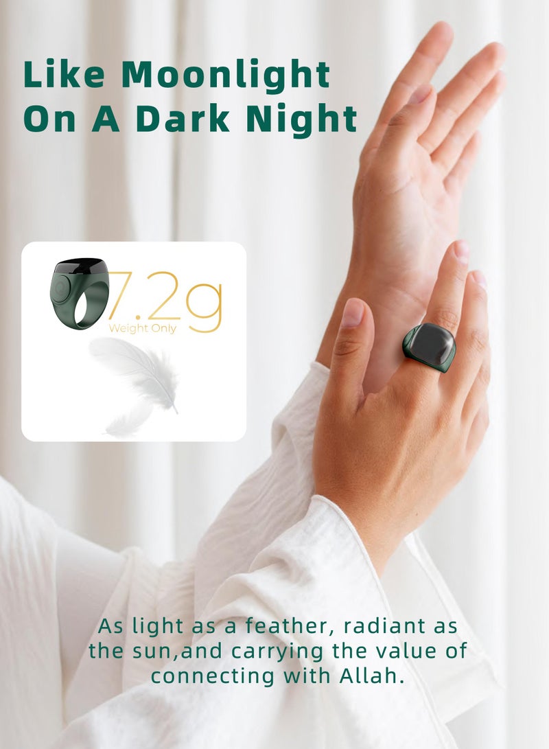 ULHYC 20mm Zikr Ring Smart Ring with Vibration Reminder Tasbih Counter and Bluetooth Connection for Exclusive IQIBLA App and 5 Daily Prayer Reminders - Image 5