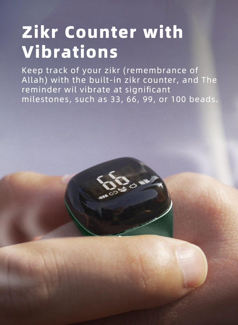 ULHYC 20mm Zikr Ring Smart Ring with Vibration Reminder Tasbih Counter and Bluetooth Connection for Exclusive IQIBLA App and 5 Daily Prayer Reminders - Image 4