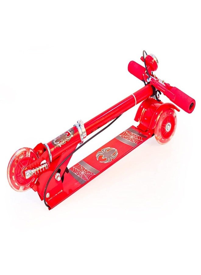 ZELVO Foldable 3-Wheel Kids Scooter with LED Light-Up Wheels, Adjustable Handlebar, Rear Brake & Bell – Stable Kick Scooter for Boys & Girls Ages 3+ – Fun Outdoor Ride (Red) - Image 3