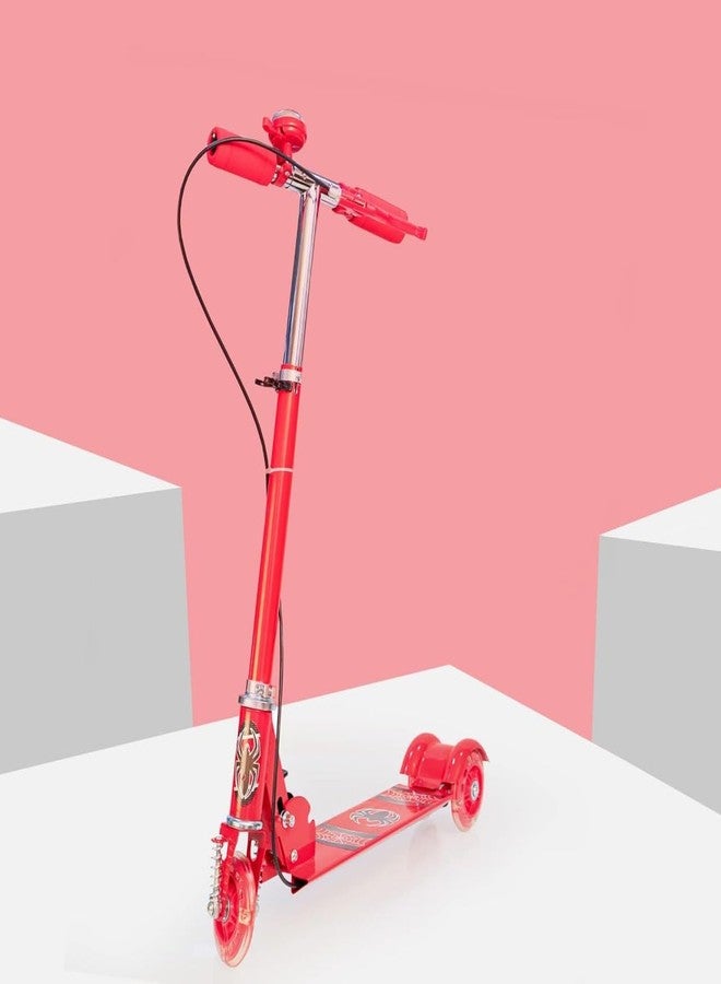 ZELVO Foldable 3-Wheel Kids Scooter with LED Light-Up Wheels, Adjustable Handlebar, Rear Brake & Bell – Stable Kick Scooter for Boys & Girls Ages 3+ – Fun Outdoor Ride (Red) - Image 1