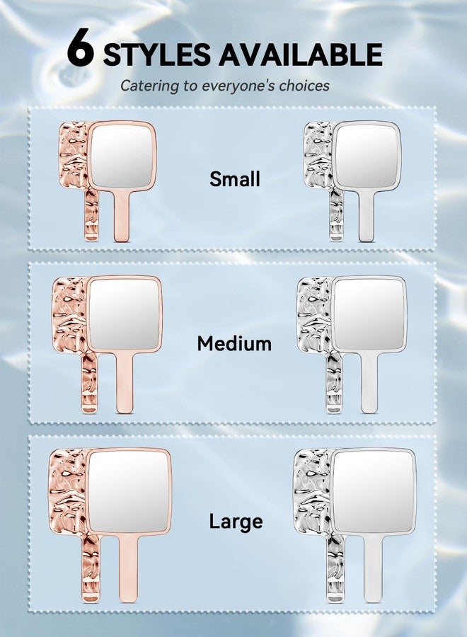 MIRRORNOVA Handheld Mirror, Water Ripples Hand Mirror with Handle for Make up, Square, Silver,Large (6 x 11 inches) - Image 3