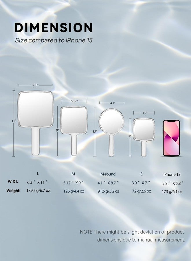 MIRRORNOVA Handheld Mirror, Water Ripples Hand Mirror with Handle for Make up, Square, Silver,Large (6 x 11 inches) - Image 2