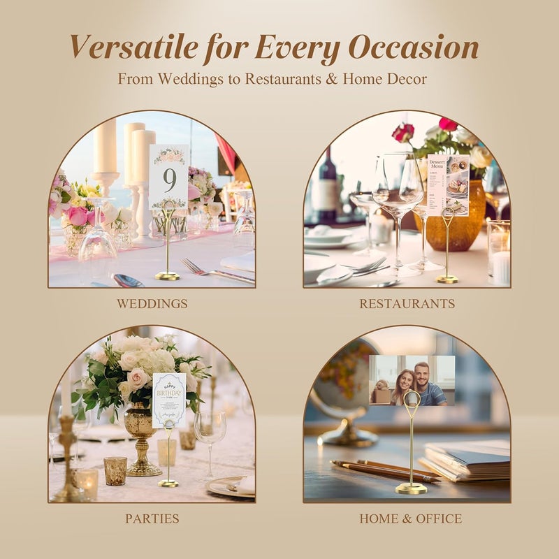 Radezon 12 Pcs 6inch Premium Table Number Holders, Place Card Holders, Sturdy Table Card Holders for Weddings, Birthday Party - Image 5