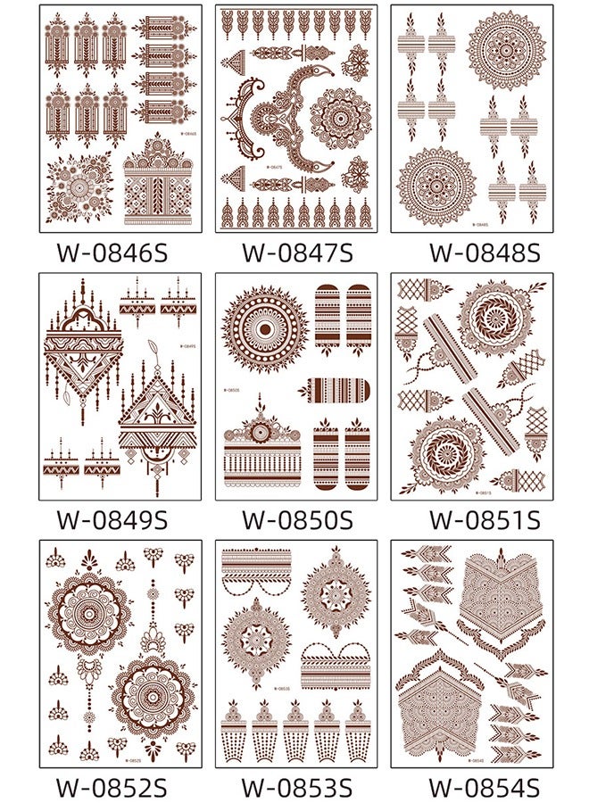9-Piece Henna Hand Waterproof Temporary Semi-Permanent Stickers For Body Arm Hand Festival Show Party Makeup - Image 2