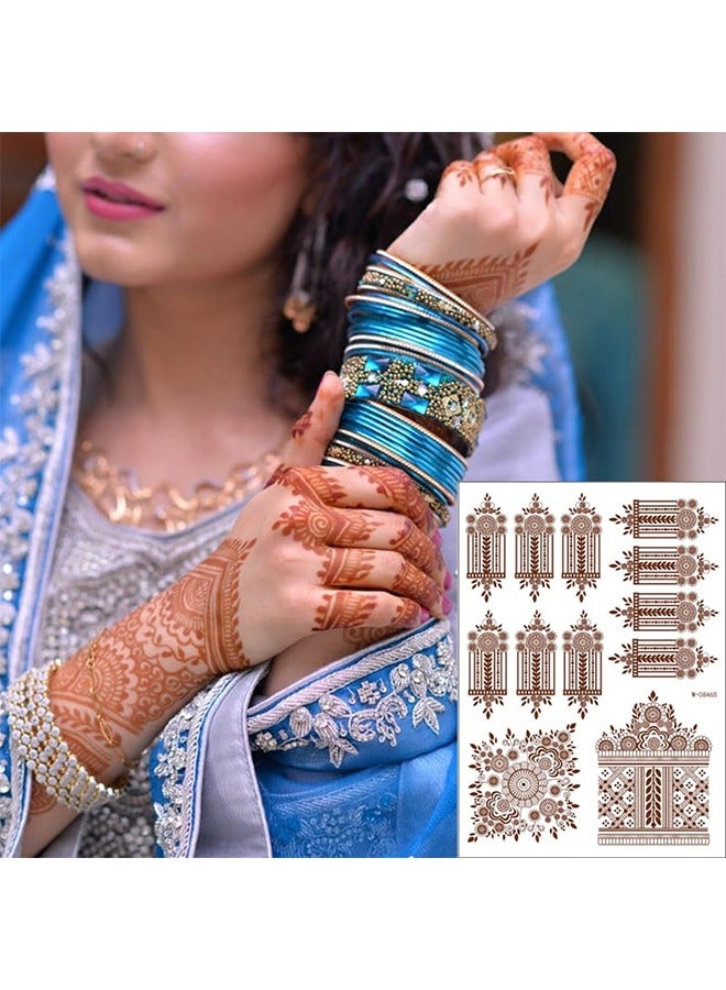 9-Piece Henna Hand Waterproof Temporary Semi-Permanent Stickers For Body Arm Hand Festival Show Party Makeup - Image 4