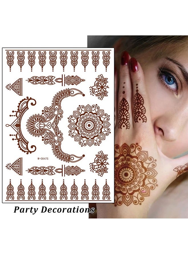 9-Piece Henna Hand Waterproof Temporary Semi-Permanent Stickers For Body Arm Hand Festival Show Party Makeup - Image 3